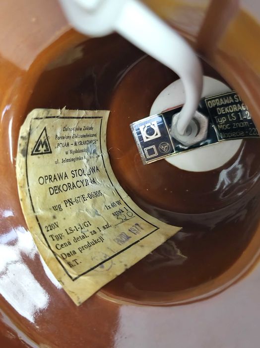 Lampa stołowa porcelanowa PRL retro vintage midcentury space age