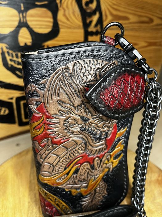 Portfel hand made motocyklowy z łańcuchem