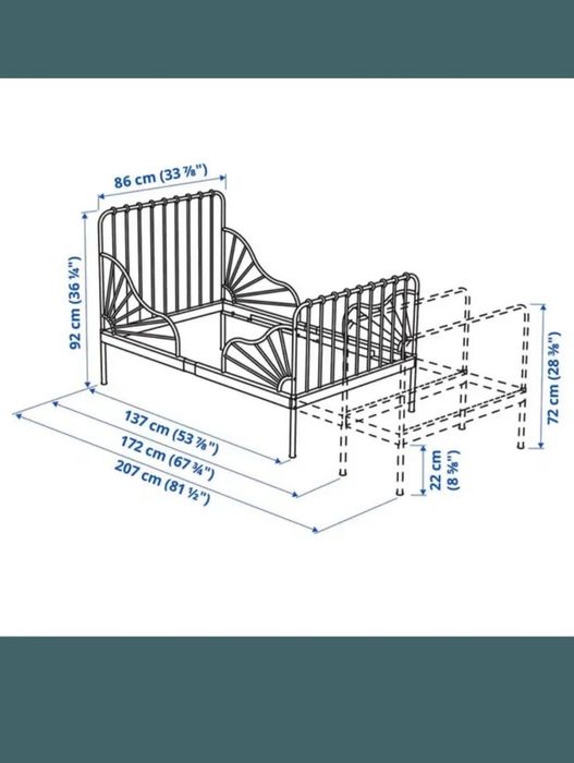 Металеве ліжко ikea  біле СРОЧНО