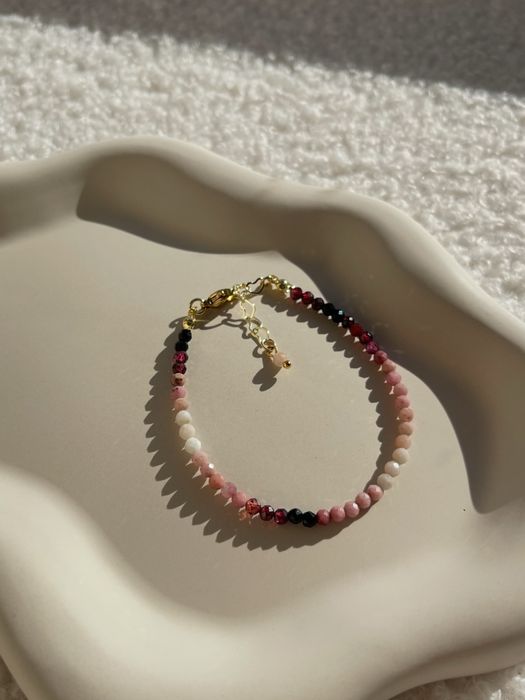 Pastelowa bransoletka z kamieni naturalnych handmade na prezent boho