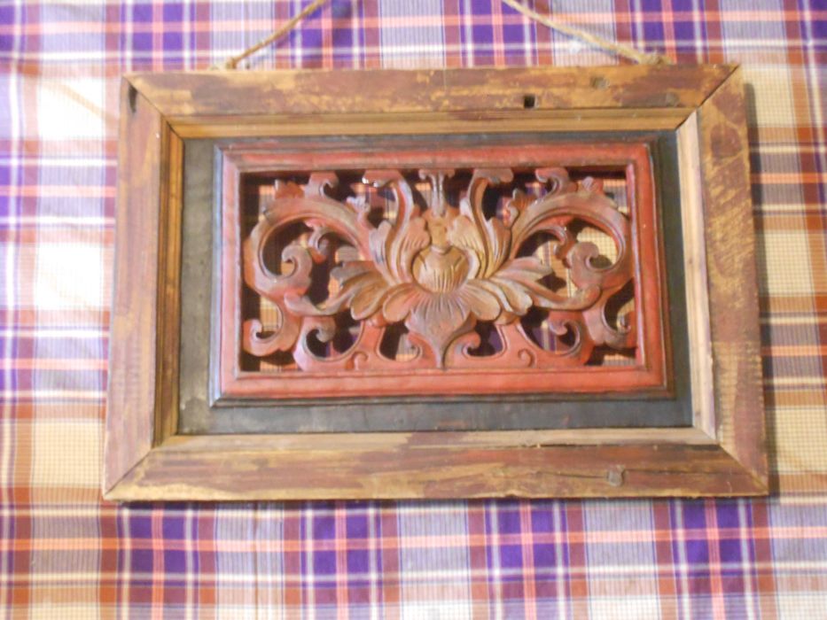 Quadro talha chinesa emoldurada decoraçao