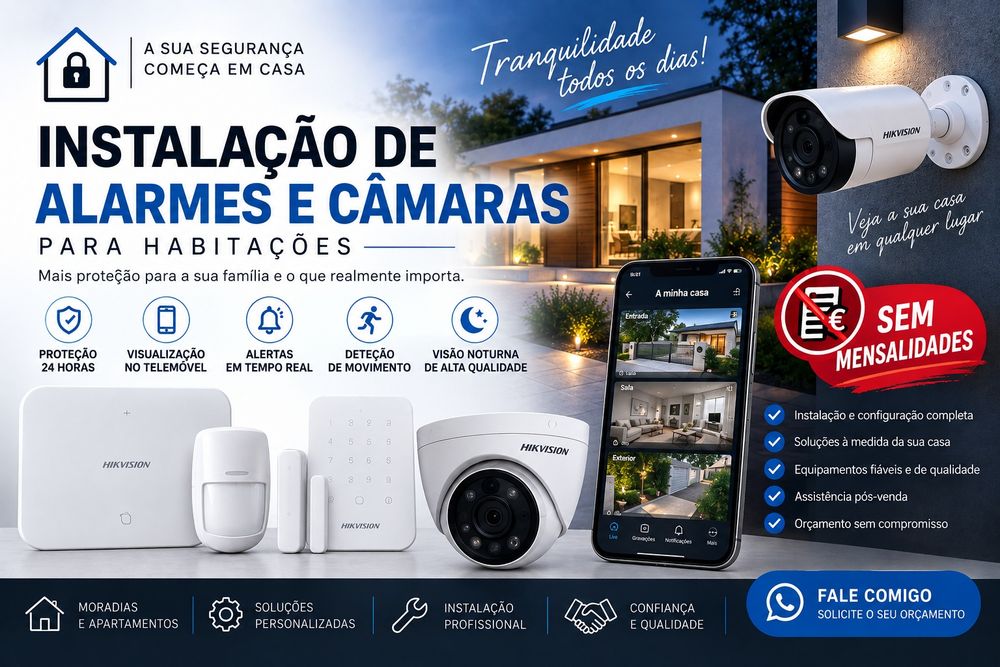 Sistemas com ou sem fios adaptados à sua casa. Instale uma vez, proteja para sempre sem mensalidades