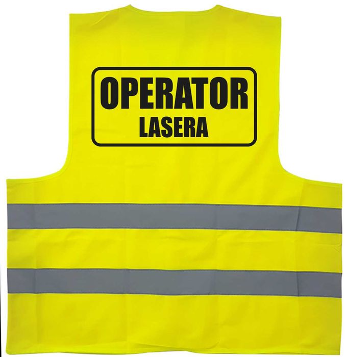 kamizelka odblaskowa, kamizelka z nadrukiem operator lasera, operator