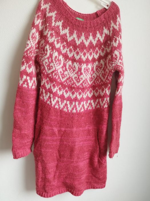 Sweter tunika sukienka dla dziewczynki Benetton