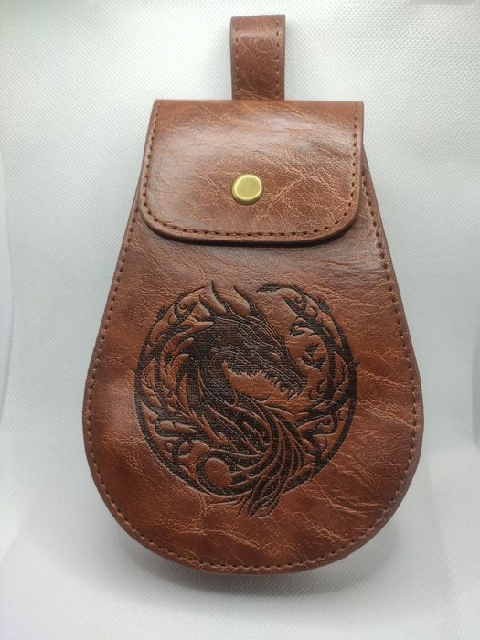 Sakiewka ze smokiem skórzana torba na pas do kości RPG LARP
