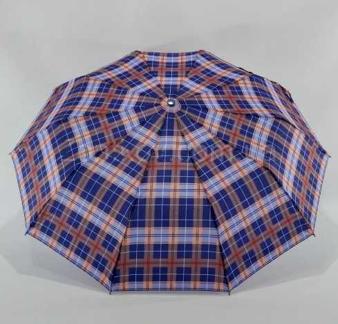 Зонт полуавтомат 10 спиц антиветер карбон клетка женский зонт мужской