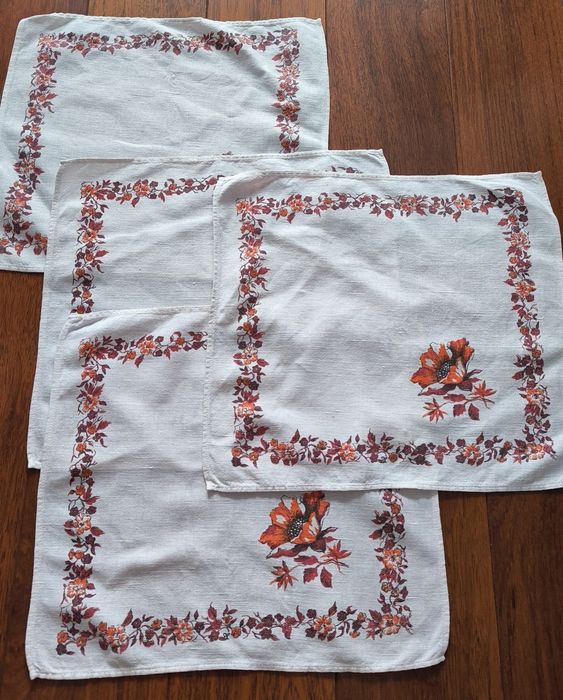 4 lniane serwetki vintage