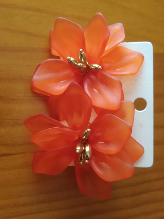 (NOVO, PORTES GRÁTIS) Brincos Daphné em Acrílico - Laranja
