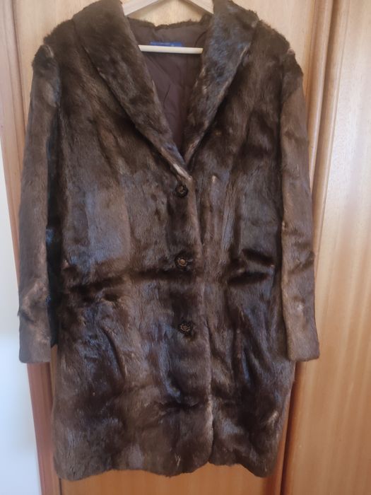 Casaco vintage em pele genuína L