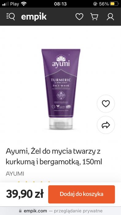 Ayumi żel do mycia twarzy, nowy