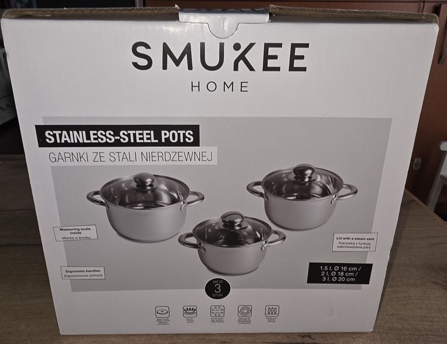 Nowy Zestaw  garnków Smukee 6 elementów