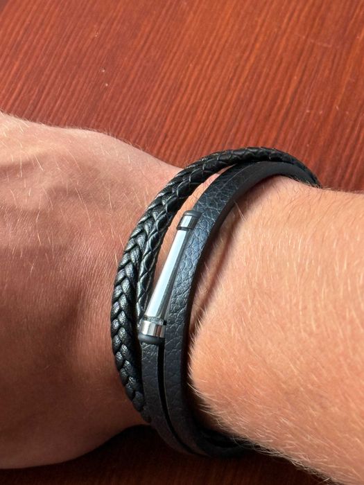 Bransoletka ze stali szlachetnej i skóry z APARTU