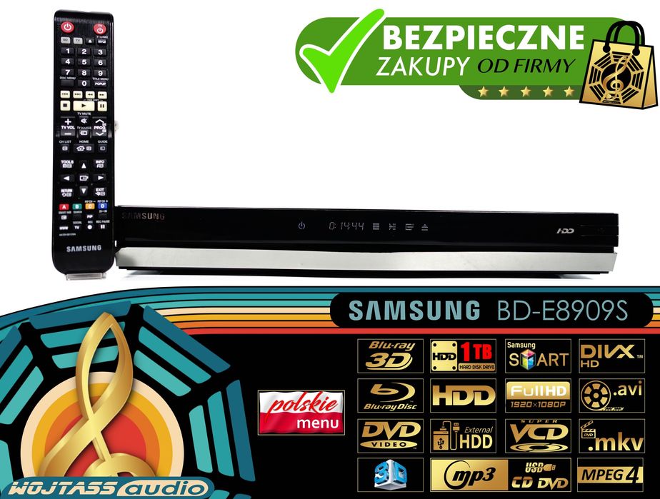 Odtwarzacz Bluetooth-Ray SAMSUNG BD-E8909S HDD 1TB USB mp3 DivX mkv