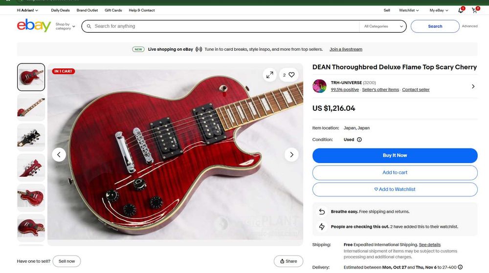 DEAN Thoroughbred Deluxe Flame Top Scary Cherry elektryczna (zamiana)