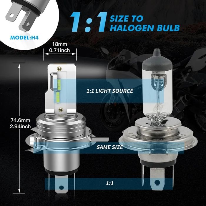 Lampadas h4 BA20D led 1500lm para mota yamaha kawasaki  suzuki honda