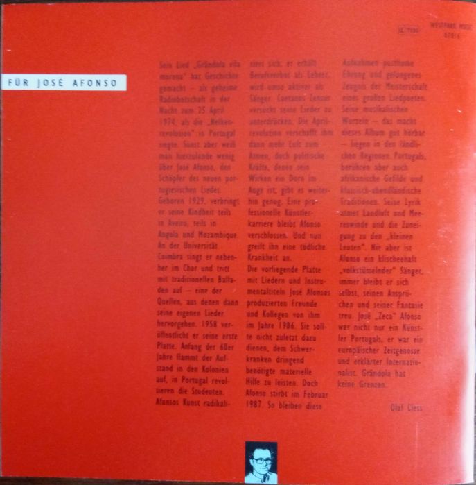 José Afonso	- - - - -		Für José Afonso	- - - - -	CD