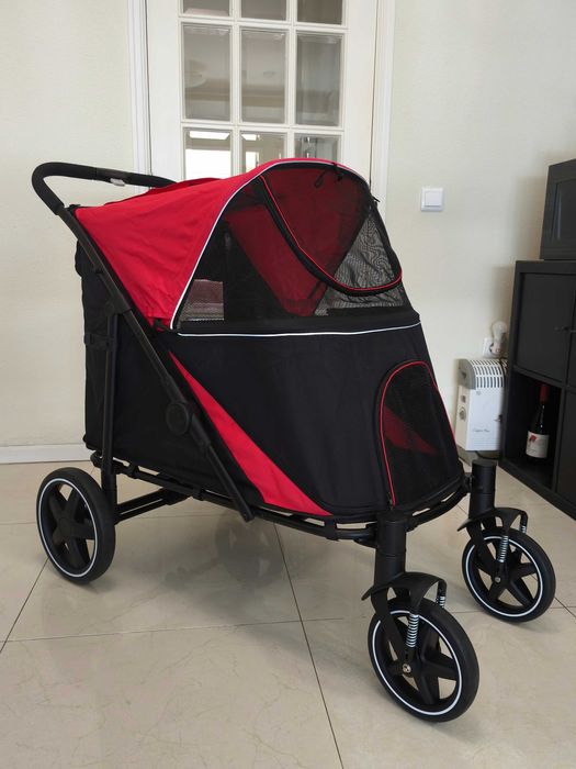 Carrinho Dobrável para Cães (Marca PawHut) - Capacidade de Carga 40 kg, 112x65x100 cm