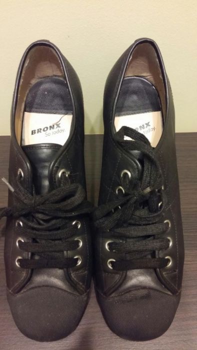 Buty Bronx roz.40 półbuty, czarne, trampki obcas słupek