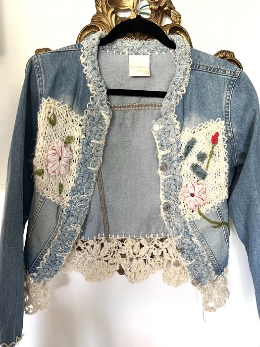 Costa&Puro Jeans katana haftowana kurtka jeansowa niebieska wełna S