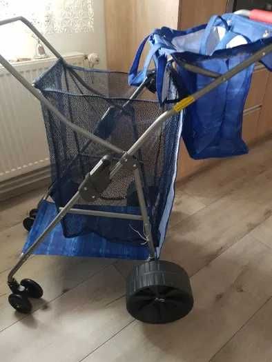 wózek plażowy turystyczny grube koła składany nowy