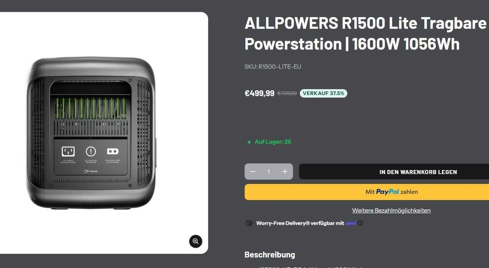 Портативна зарядна станція Allpowers R1500 LITE 1056 Wh б/у