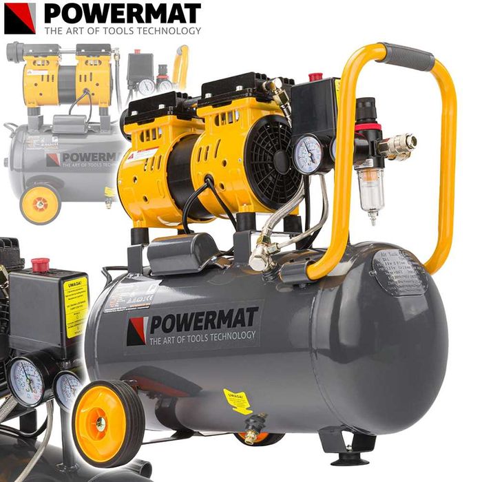 POWERMAT Kompresor Bezolejowy 24l Sprężarka 220l/min Separator PM1283