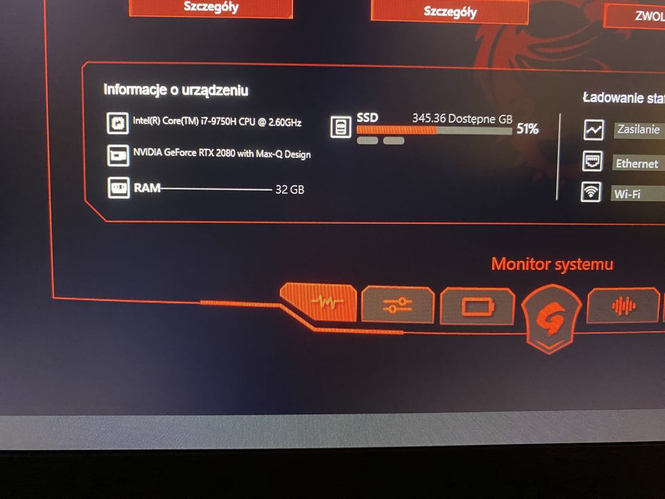 Laptop MSI Stealth GS65 9SG Core i7 RTX2080 32GB 256GB