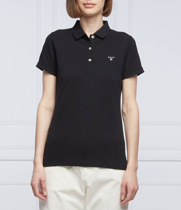Koszulka polo czarna z logo Gant XS
