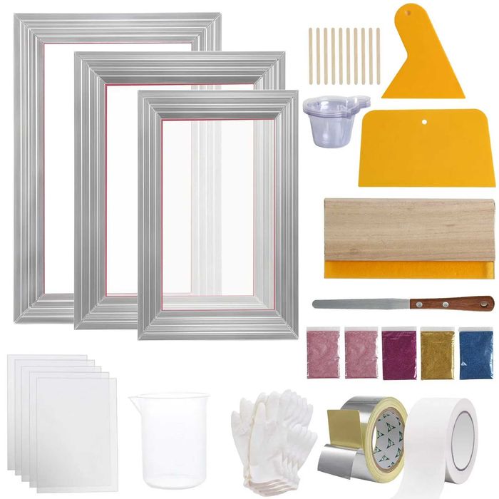 DUŻY ZESTAW !! do sitodruku - 3 ramy aluminiowe + akcesoria