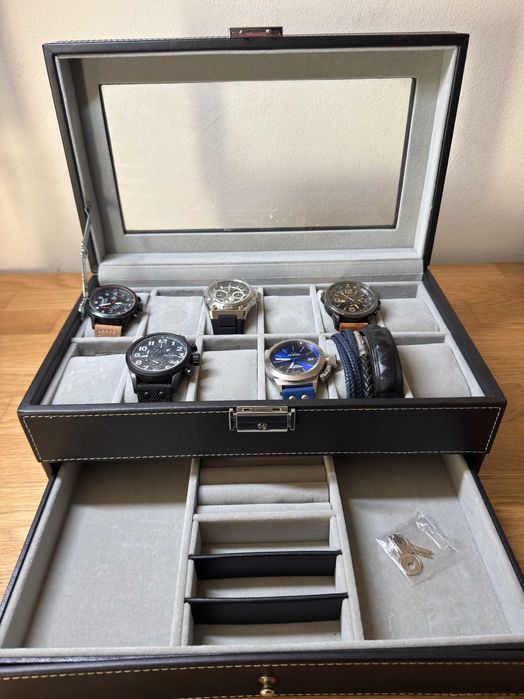 Caixa para Relógios SONGMICS 12 Compartimentos + Gaveta