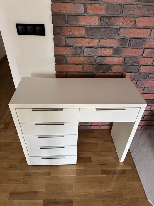 Biała toaletka / konsola / małe biurko 6 szuflad