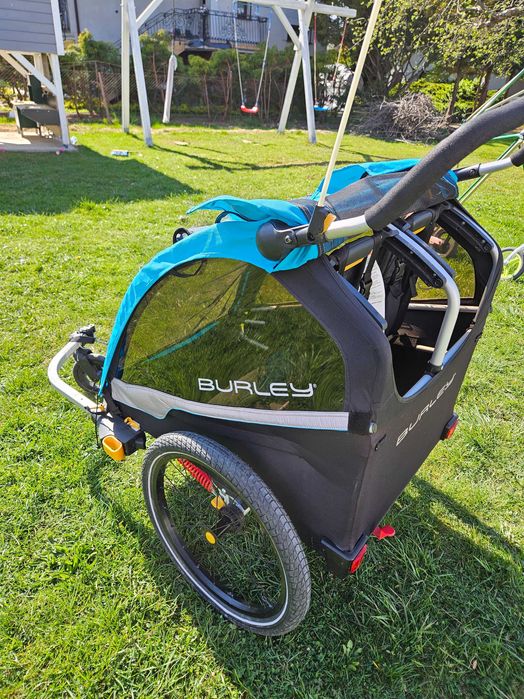 Burley D’Lite X Double + Stroller Kit + 2 uchwyty rowerowe | stan idealny