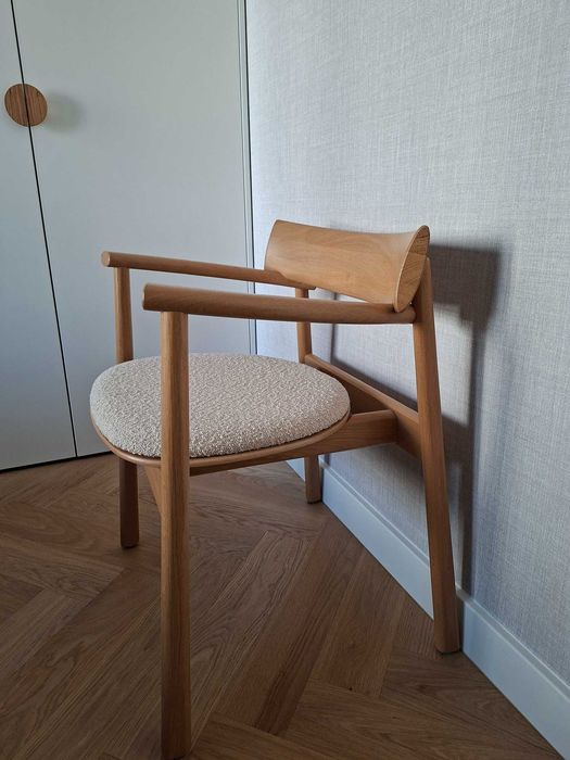 Krzesło drewniane TAMO ELIPSA SOFT Natur Oak / Boucle Sand - JAK NOWE