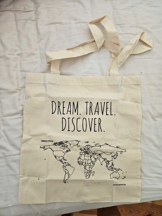 Tote bag / Saco tote com mapa-múndi - possível colorir