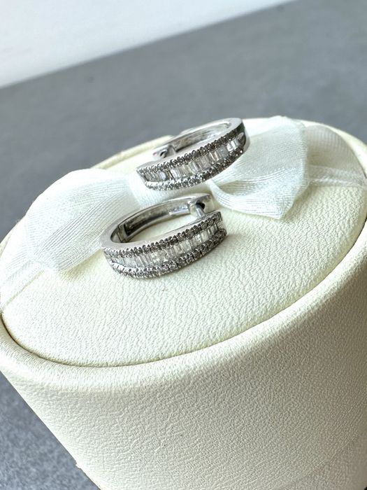 Серьги с бриллиантами 0,45 , серьги конго, золото 585, бриллианты,