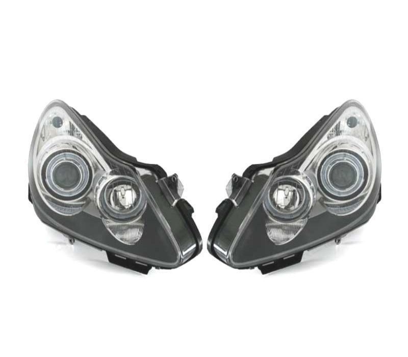 FARÓIS FRONTAIS PARA OPEL CORSA D ANGEL EYES 06 FUNDO PRETO