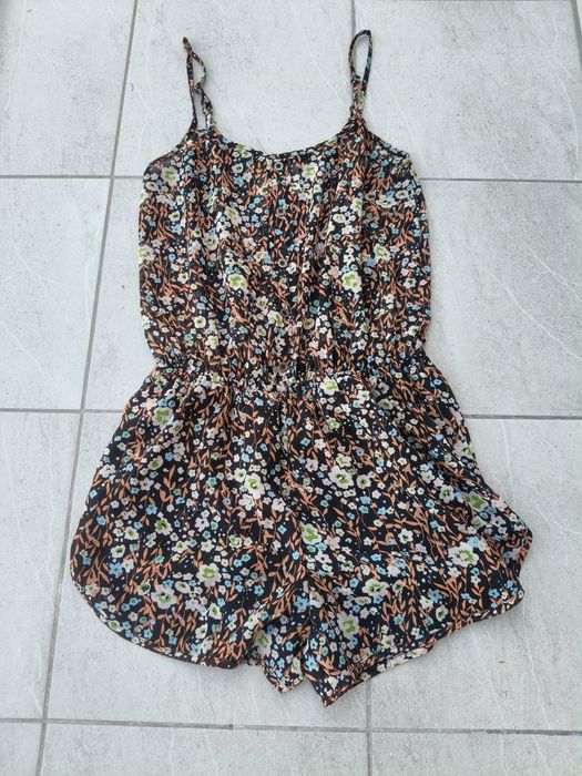 Kombinezon w kwiaty romper jumpsuit * S
