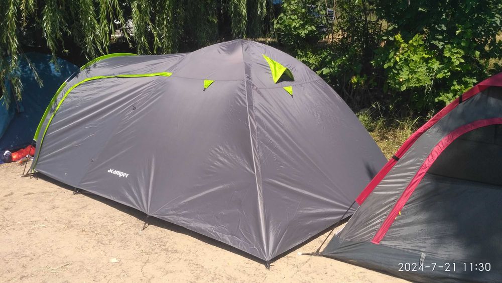 Палатка 3-х местная Presto Acamper MONSUN 3 PRO синий - 3500мм. H2О - 3.6 кг. Производитель Польша, прошитые и проклеенные швы. Водонепроницаемая.