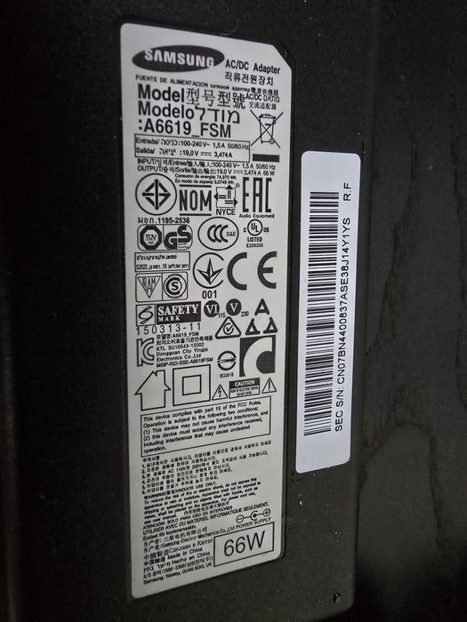 Samsung DC VSS(A) A6619_FSM 19V/3.474A/100-240V Novo