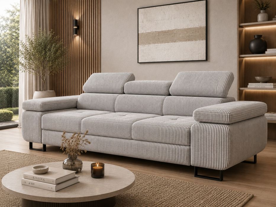 Sofa rozkładana prosto od producenta regulowane zaglowki sztruka funkcja spania