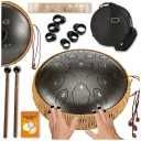muzyczny bęben językowy stalowy czarny akcesoria + handpan 30 cm 15 tonów