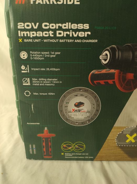 Akumulatorowa Wkrętarka Z Udarem 20v Parkside