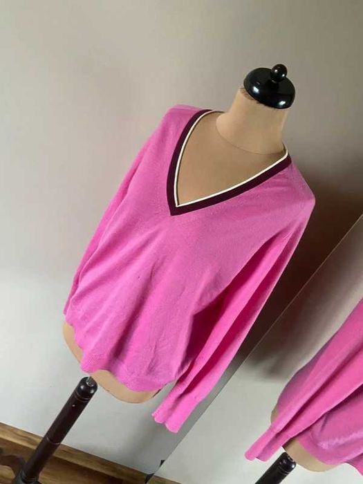 roz neon pink sweter cienki welna jakosc basic xl 42 44 +size