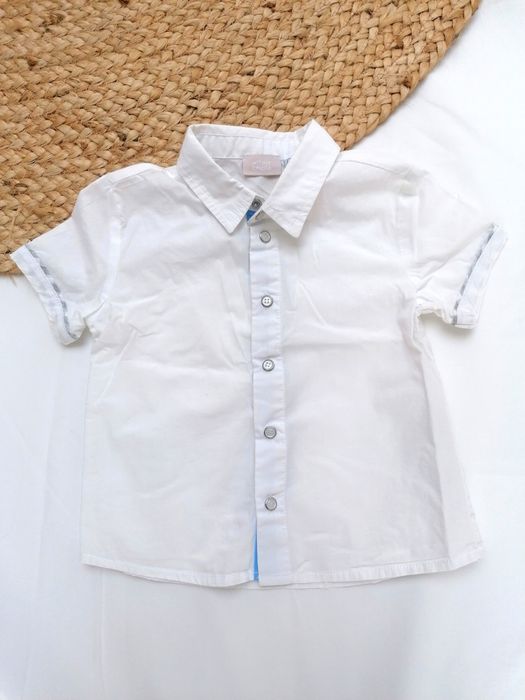 Camisa Branca de Manga Curta de Bebé