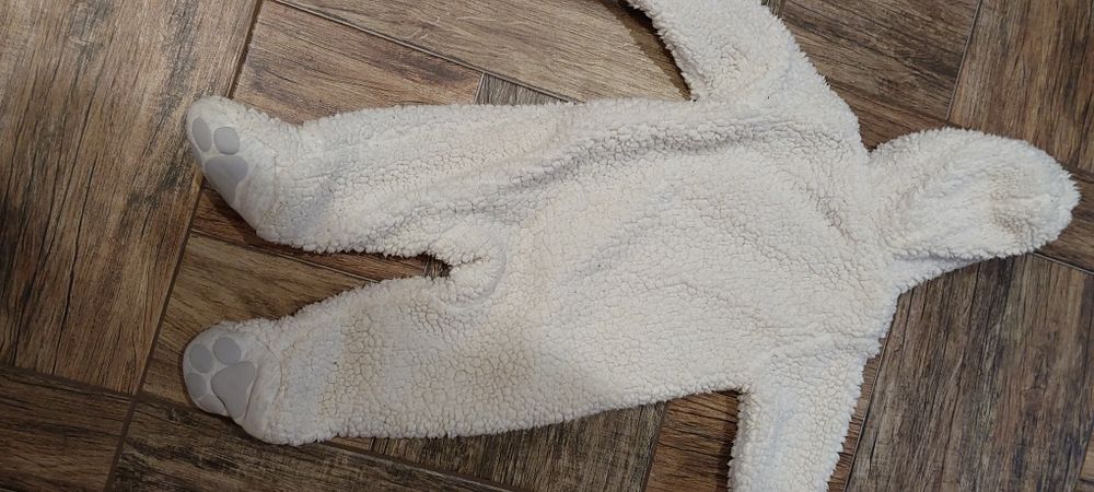 Pajacyk biała niemowlęcy 62 68 kombinezon misiek baranek primark baby