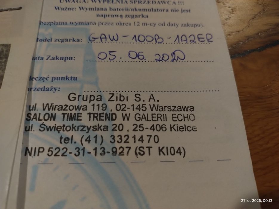 Zegarek Casio G-Shock z Time Trend