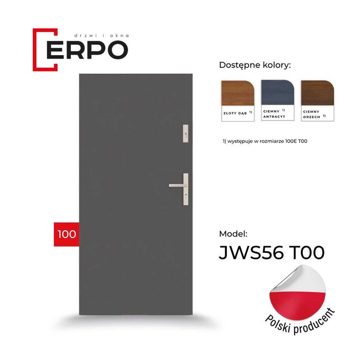 Drzwi zewnętrzne 100 lewe,prawe antracyt grubość 56mm