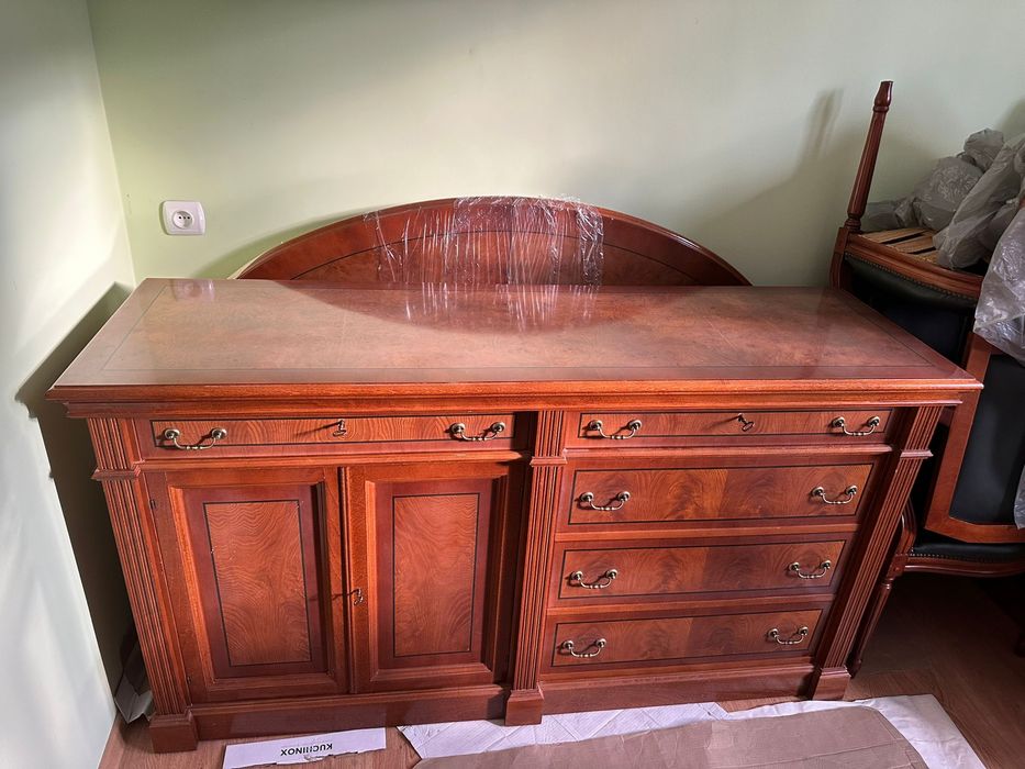 Komplet Mebli Gabinetowych | Lite Drewno & Skóra Naturalna