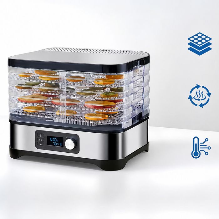 Suszarka do Grzybów Owoców Warzyw Ziół 400W 5 Sit Timer LCD Termoobieg