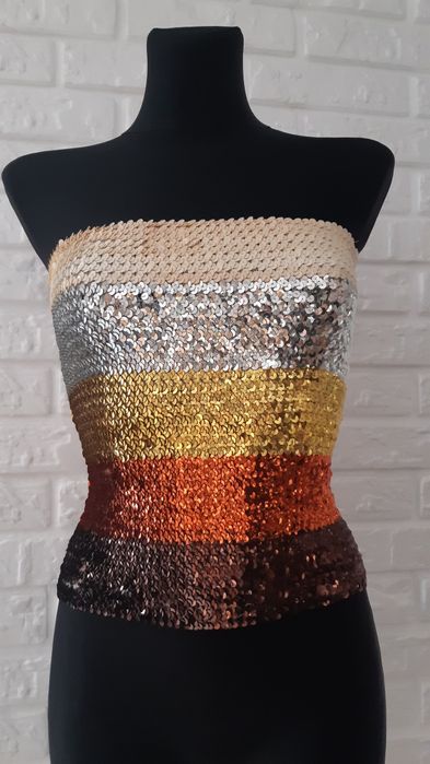 ORSAY Bluzka top z cekinów dopasowany elastyczny